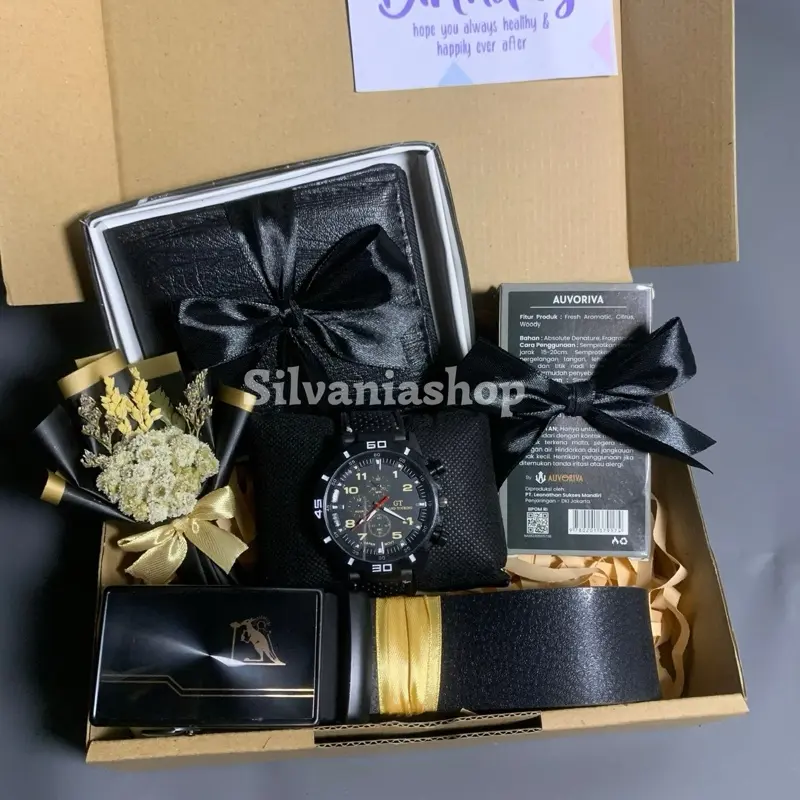 jam+dompet+parfum+sabuk+bunga kering