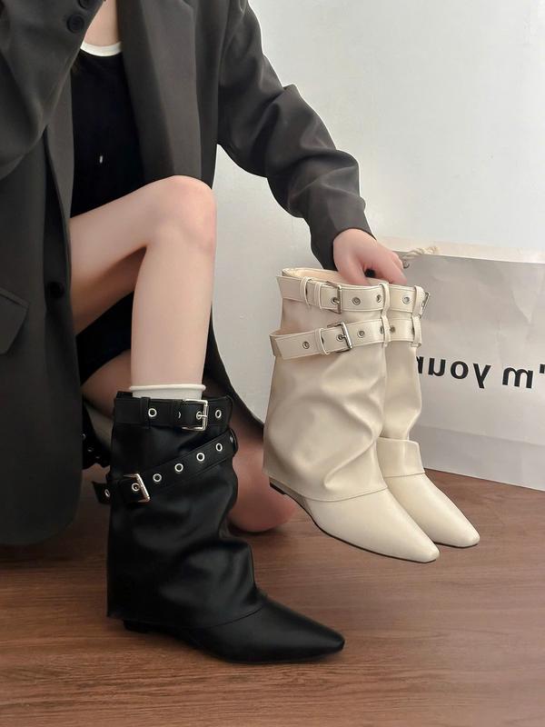 HÀNG L1- ĐẾ SỊN Bốt nữ cổ lửng LECO da trơn 2 dây cài đế cao hàng QCCC