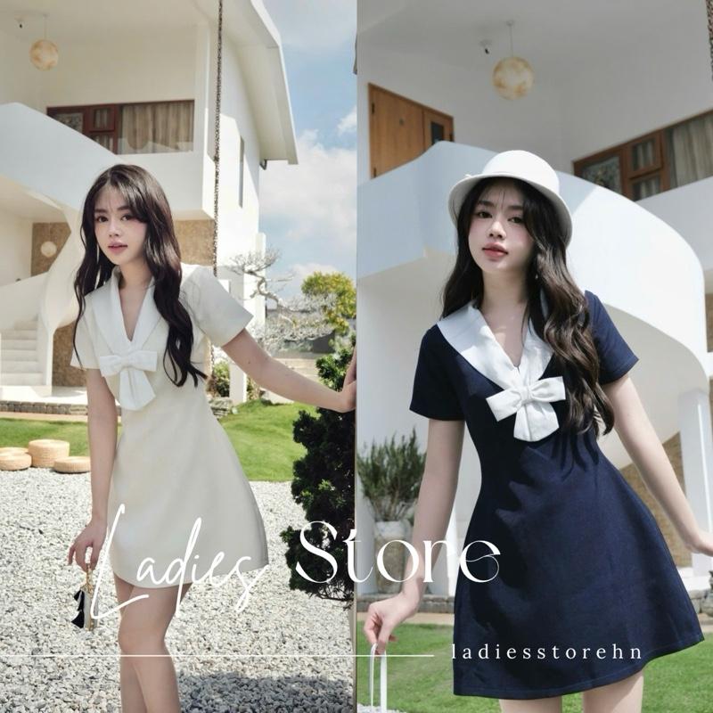 [DEAL MỞ BÁN] Váy Nữ Tiểu Thư Cổ V Phối Vạt Khăn Nơ To Dáng Chiết Eo Chữ A Đi Làm Đi Chơi Sang Chảnh - LS00117