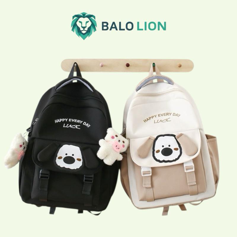 balo đi học vải bố, in hình gấu dễ thương, nhiều màu