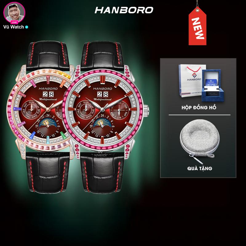 Đồng Hồ Cơ Nam HANBORO WATCH 8042 & 8036 Chính Hãng [3941] Tặng  1 lần thay kính