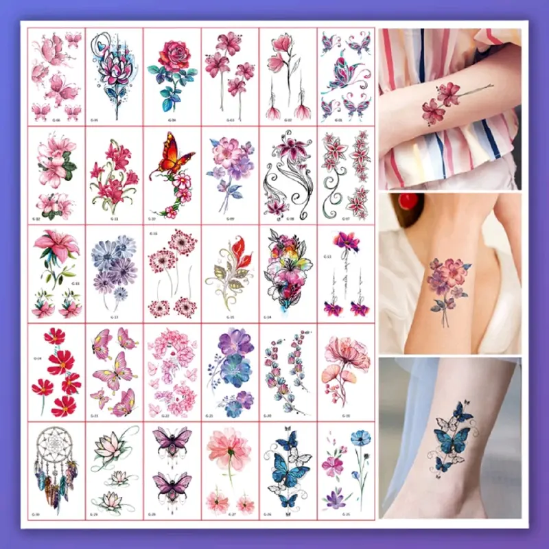 1set isi 17 lembar tato temporer keren terbaru tahan air 0