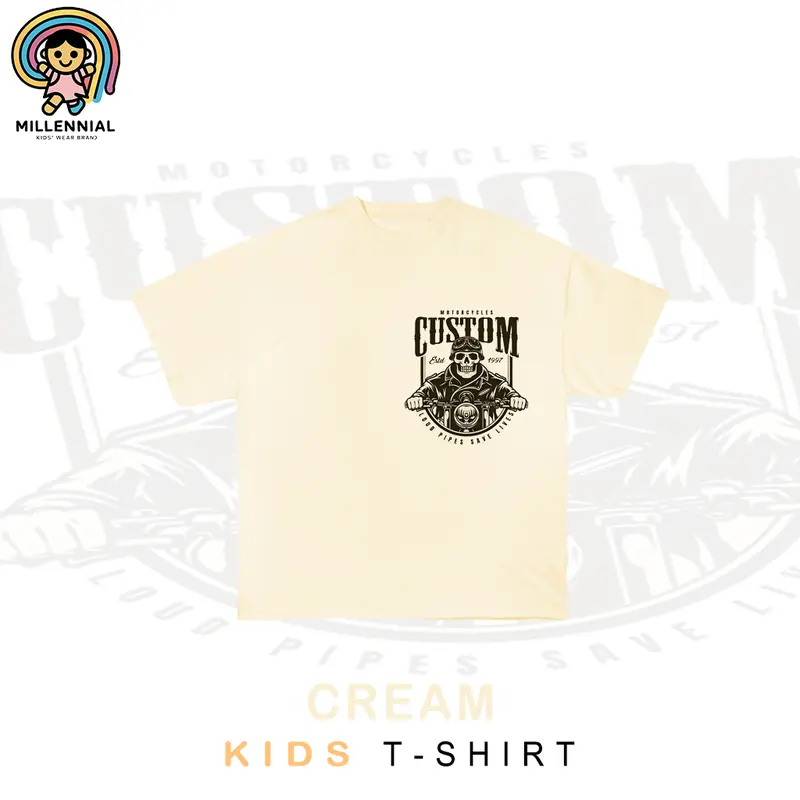 Kaos Distro Anak Custom Motor Cream Katun Combed 30s daily 6-7 tahun umur 3-4 tahun (m) hitam set>2 Surrealism Pas Fashion 2