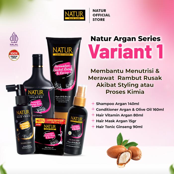Gambar [SPECIAL LIVE] Natur Argan Series - Shampoo Argan Oil 140ml & Conditioner Argan Oil 160ml untuk Rambut Rusak Kering Bercabang Conditioner Rontok Shampoo Vitamin dari Natur Kota Administrasi Jakarta Timur Tokopedia