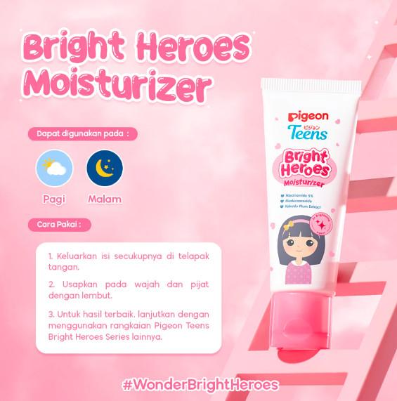 Pigeon Teens Bright Heroes Moisturizer 50 ml 20 ml | Perawatan Muka Wajah | Pelembab Wajah | Mencerahkan Kulit Muka Anak Remaja Niacinamide 3
