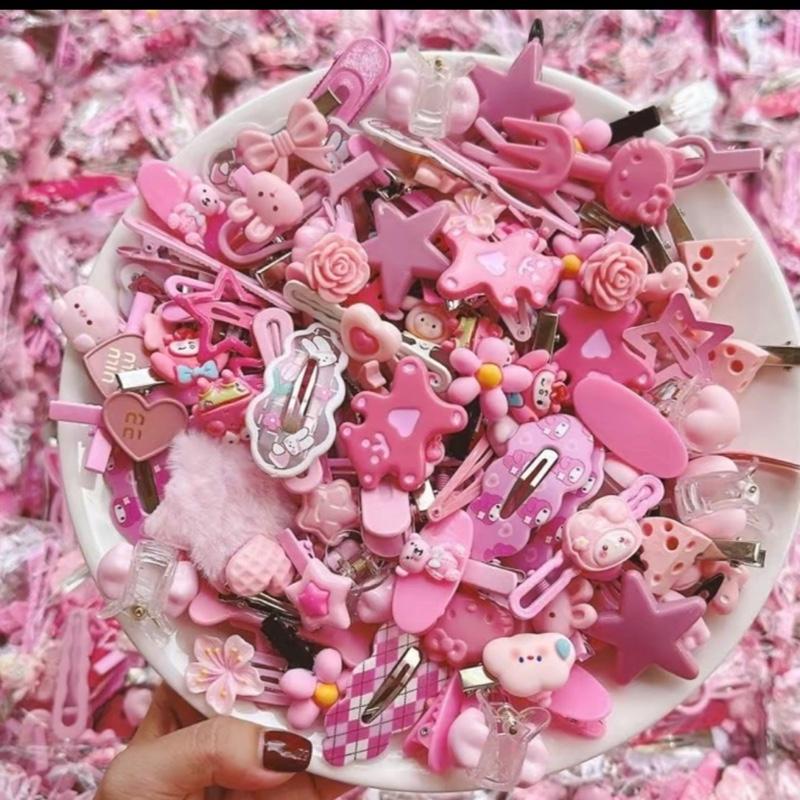 Sét 50 Kẹp Tóc Gắn Icon Nhiều Hình Màu Hồng , Màu Xanh Dễ Thương Cho Bé Gái ( Giao Mẫu Ngẫu Nhiên )