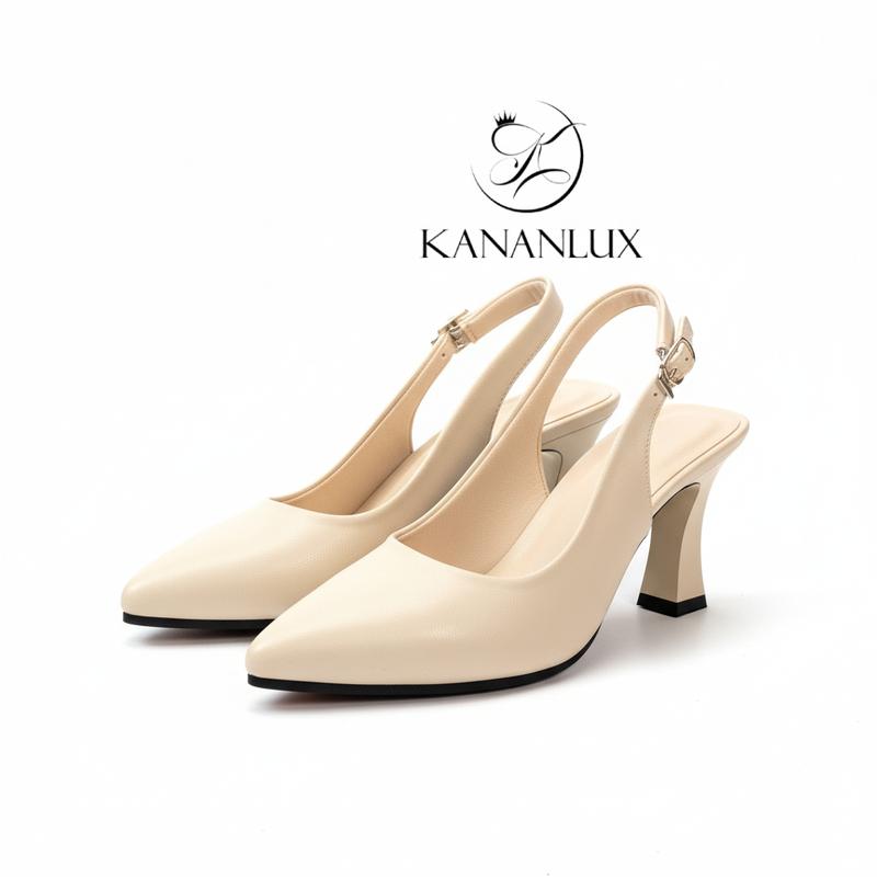  Giày Sục nữ Mũi Nhọn Quai Hậu Cao 5 cm và 7 cm Đế Cao Su Non Chống Trơn Trượt Cỡ 35-42 