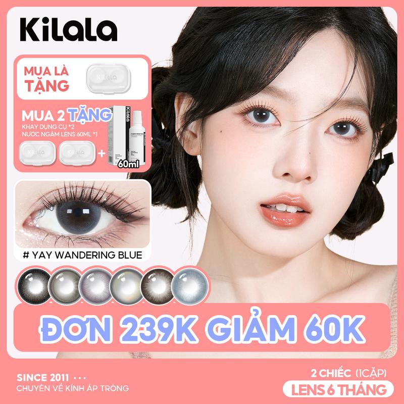  Kính áp tròng Kilala lens 6 tháng màu đen xám nâu DIA 14.0-14.5mm độ cận 0-7 màu sắc tự nhiên không kén tone makeup lựa chọn tốt cho chụp kỷ yếu Nữ Women 
