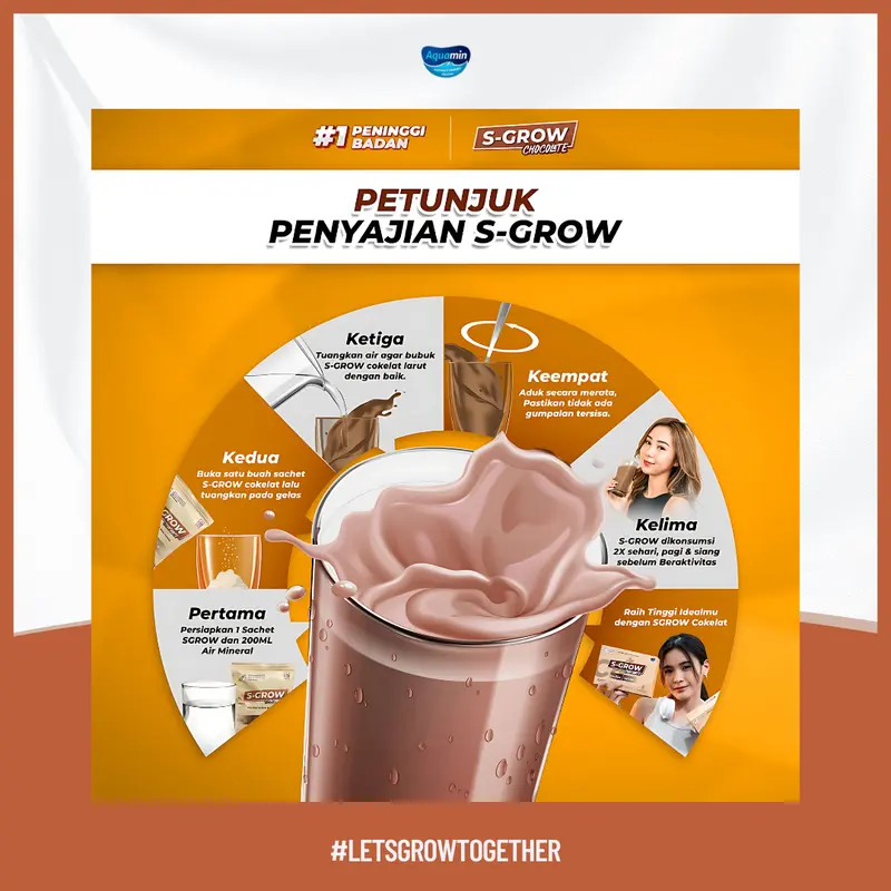 S-GROW Susu Rasa Coklat Tinggi Kalsium untuk Pertumbuhan Badan Remaja dan Dewasa dengan Multivitamin Zinc dan Vitamin D  bpom 4