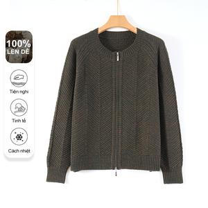 Áo Khoác Cardigan Nữ MuMeng [Dòng Len], Áo Len Dệt Kim Có Khóa Kéo, Chất Liệu Mềm Nhẹ, Cổ Tròn Cho Mùa Xuân Và Thu, Phong Cách Thường Ngày 5397