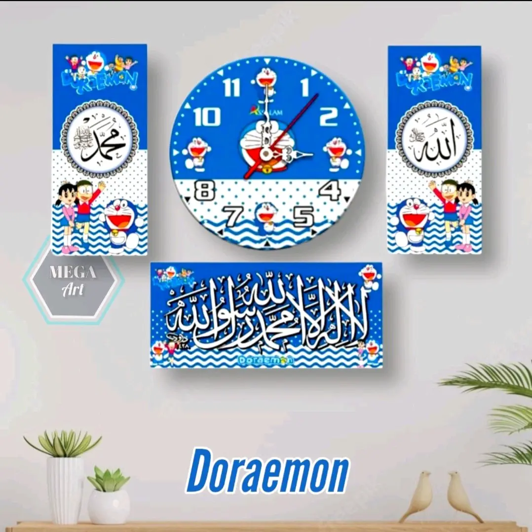 Jam Dinding Karakter Bulat Lucu 1 set Murah