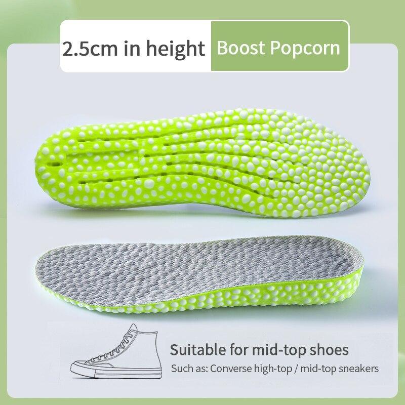 Product Introduction of 1Pair Height Increase Insoles Green PU Shoes Sole Soft Elasticity Pad Breathable Comfortable for Men Women Feet Care Insoles 11