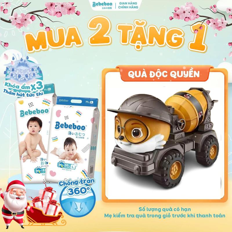 QUÀ TẶNG ĐỘC QUYỀN COMBO 2 bịch Tã Bỉm Quần Dán Bebeboo Nhật Bản Cho Bé