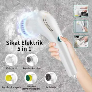 VIVANIA-Sikat Elektrik 5 in 1 Handheld Sikat Kamar Mandi Rotasi 360° Derajat Kebisingan Rendah Tahan Air