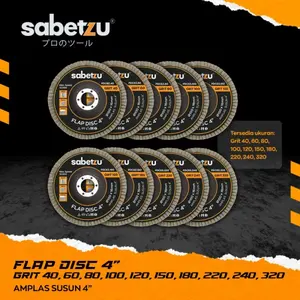 Sabetzu amplas bulat flap disc 4 inch gerinda amplas susun 4" grit