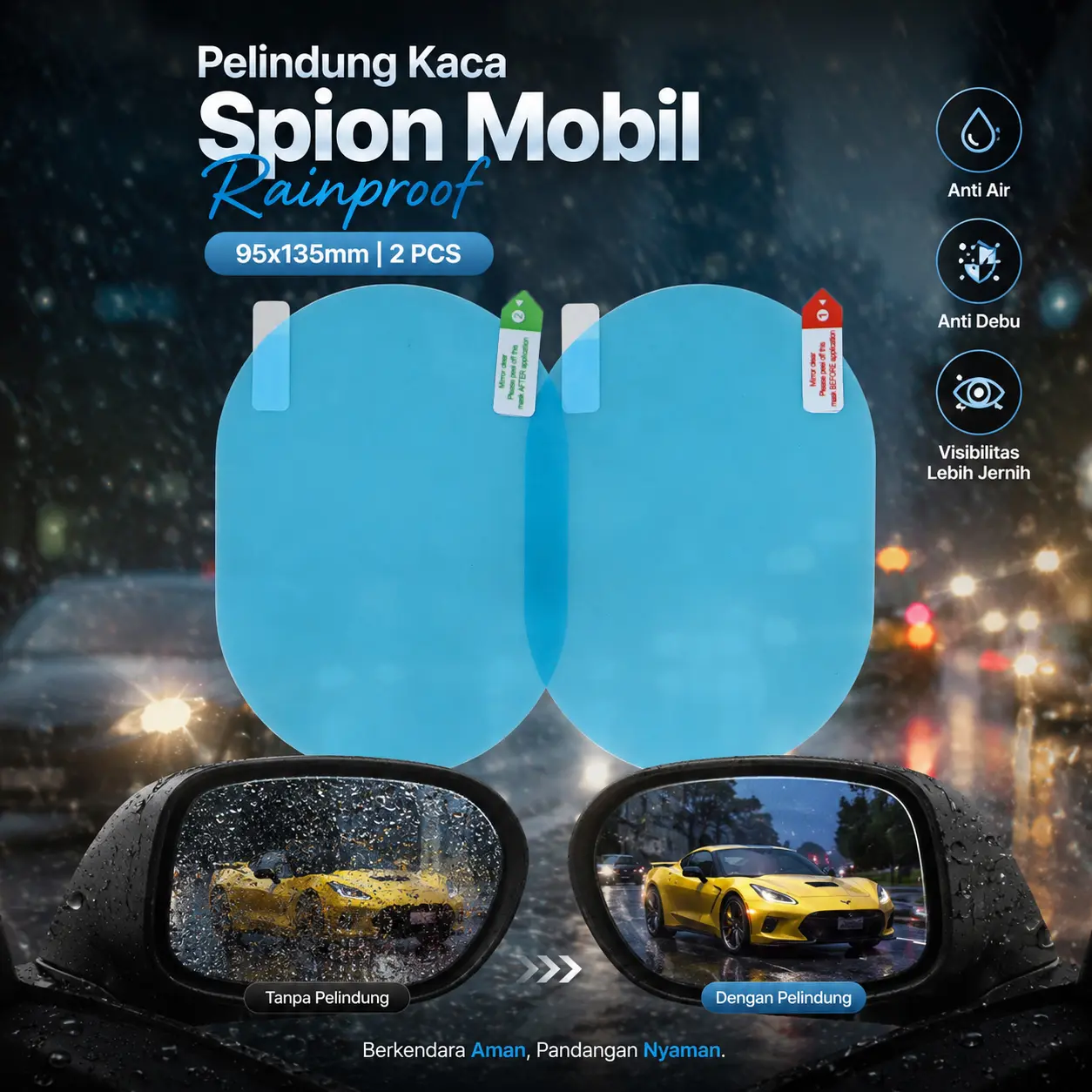 Pelindung Kaca Spion Mobil Protective Anti Fog Rainproof Film