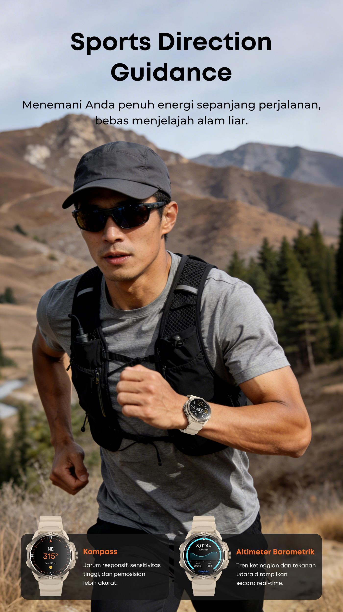 Olike Smartwatch FG03 GPS  |  Sync ke STRAVA dengan Peta Offline 6 Satelit | AMOLED 1.43" | Barometer Kompas SOS Alert | Tahan Air 5ATM Swim Proof | Garansi 1 Tahun