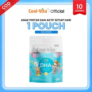 Coolvita DHA Gummy 1 Pouch isi 10 - Vitamin Anak Manis dan Enak dengan Minyak Alga DHA 50mg Omega 3 pengganti Minyak Ikan untuk Otak lebih Fokus, Cerdas dan Pintar | BPOM & Original