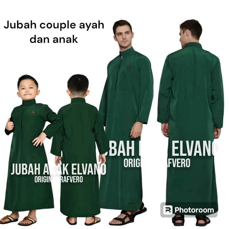 Baju jubah gamis elvano couple ayah dan anak - jubah gamis pria baju koko gamis anak laki-laki 4.5.6.7.8.9..10.11.12 tahun jubah polos sanghai Muslim Dewasa 1