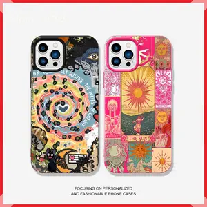 Berlaku Untuk iPhone 16 Pro Case 11 12 13 14 15pro Max Ilustrasi layar penuh seni casing Cocok untuk iPhone 11 12 13 14 15 16 untuk iPhone 15 14 13 12 11 Pro Max, untuk 15 14 13 12 Pro gloss TPU Case 7 8 Plus XS Max X XR