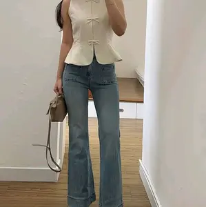 SUNDAY - Acca Jeans Pocket - Hightwaist Cutbray Jeans Retro Lipat Lebar - Jeans Retro Vintage Panjang