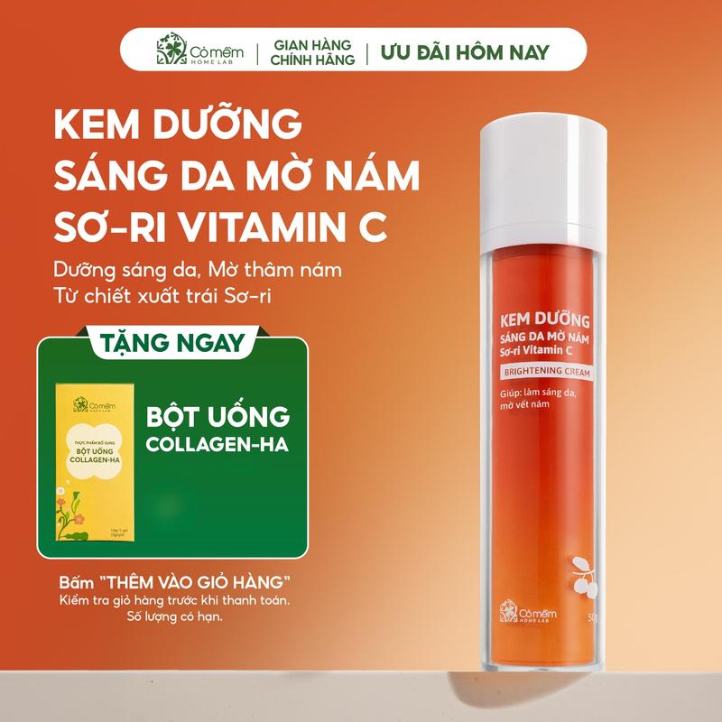 Kem dưỡng sáng da mờ nám Vitamin C Chiết xuất Sơ Ri Cỏ Mềm 50gr