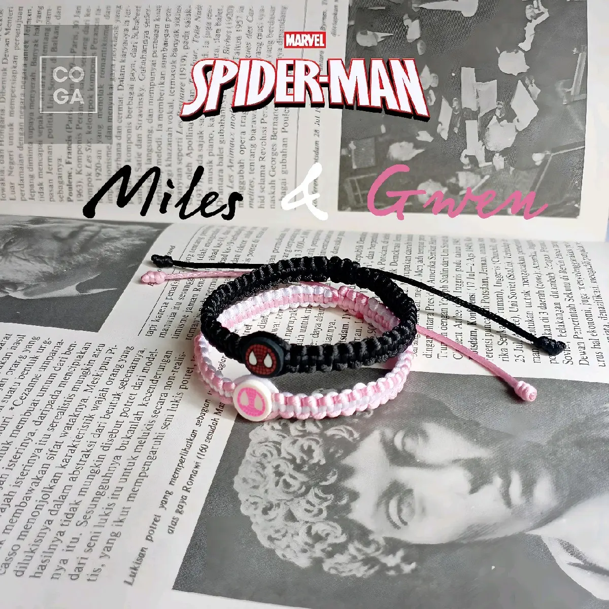 Gelang Couple Rajut Spiderman Miles dan Gwen Anyaman Pasangan Pria dan Wanita Bracelets Unisex Hadiah gelang spiderman