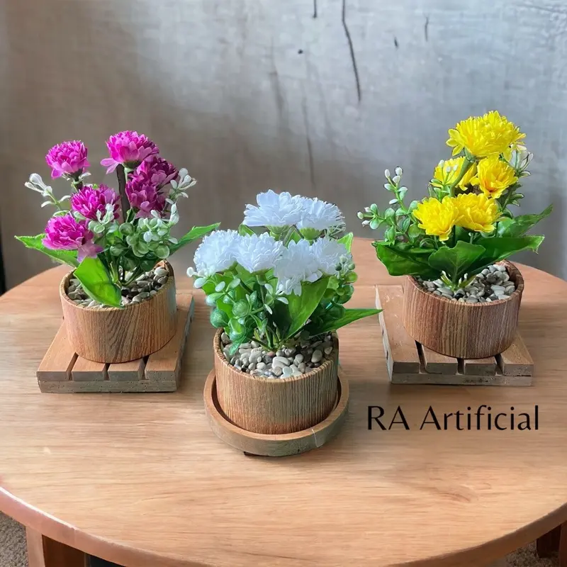 Paket 3pcs bunga krisan artificial vas aesthetic 1