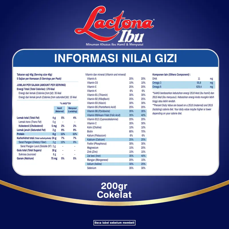 LACTONA IBU Susu Ibu Hamil dan Menyusui Rasa Cokelat 200 Gr (New Zealand Grassfed Milk) 1