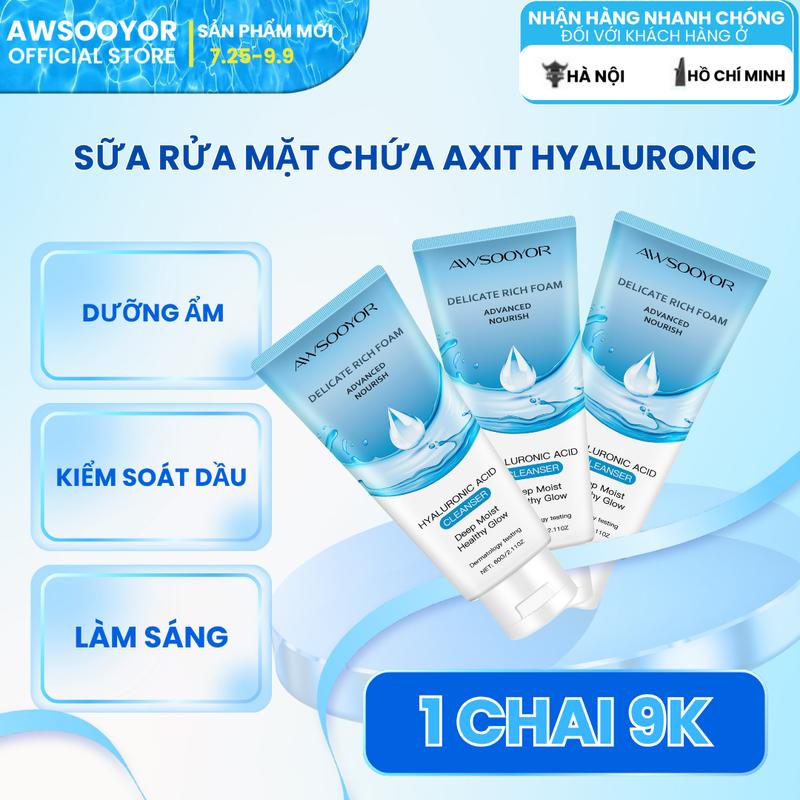 AWSOOYOR Sữa rửa mặt bùn trắng axit amin, làm sạch sâu da hiệu quả, giúp da mềm mại và không bị căng, làm mới làn da, thu nhỏ lỗ chân lông, loại bỏ mụn, dưỡng ẩm và kiểm soát dầu