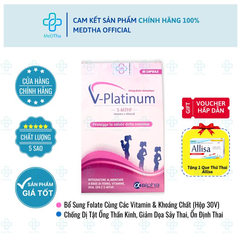 V-Platinum 5-MTHF - Bổ Sung Acid Folic / Folate, Sắt, Vitamin Tổng Hợp, Hỗ Trợ Sinh Sản (30 Viên)