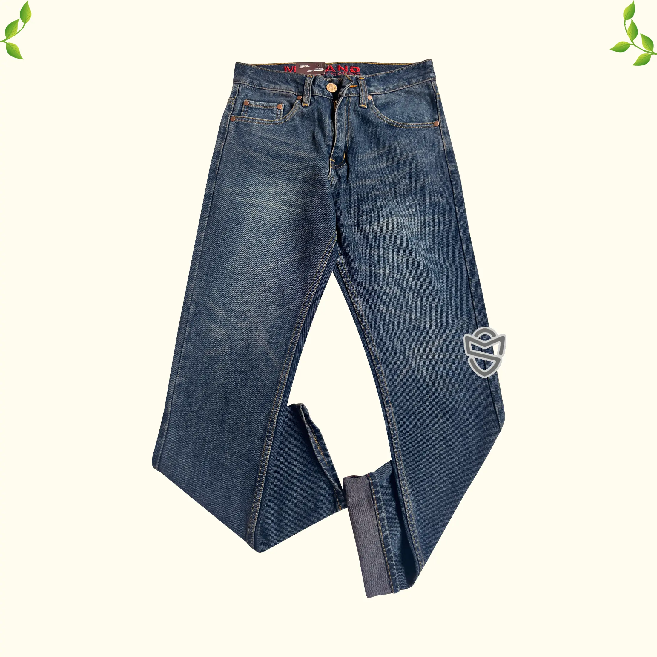 Mr.Land Celana Jeans Pria Retro Standar Panjang Gombrong