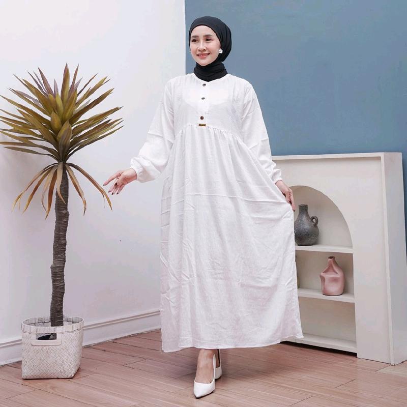 MIDI DRESS POLOS GAMIS MUSLIM BAHAN POLO LINEN PREMIUM 4