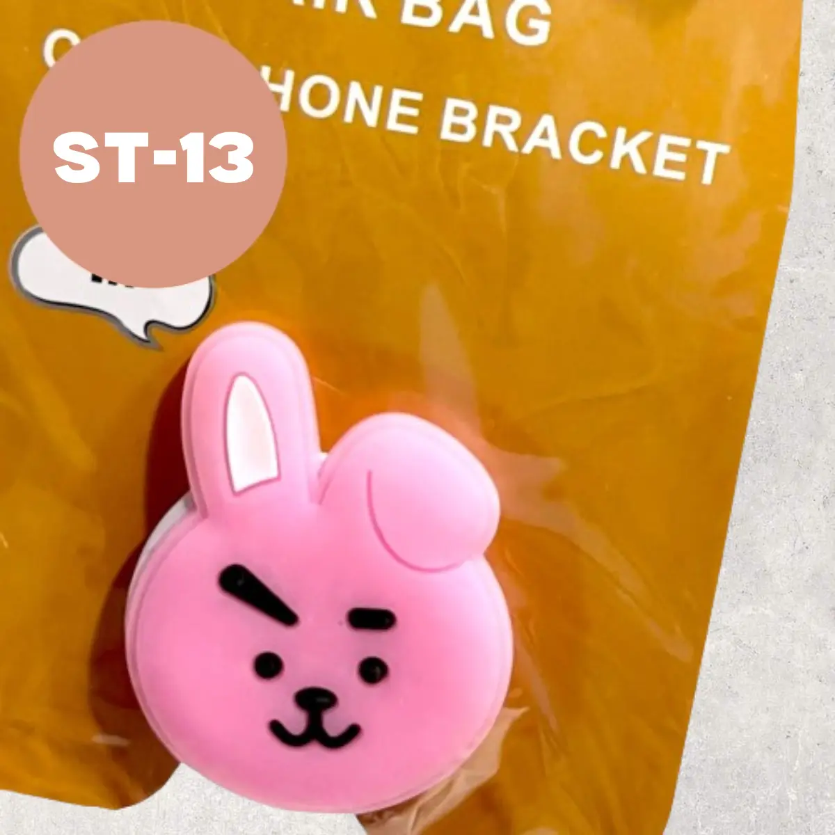 Cooky Jungkook BT21 3D Popsocket, Pink Bunny Cartoon Character Pop Grip, Cute Griptok for Smartphone