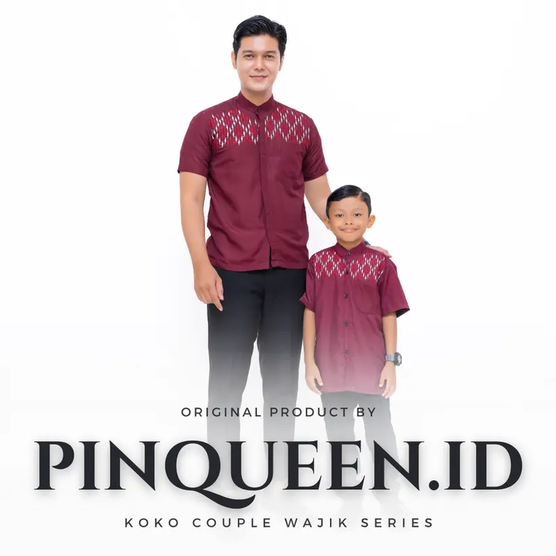 Satu Set Baju Koko Couple Ayah Dan Anak Laki Laki terbaru Lengan Pendek motif Diamon 2