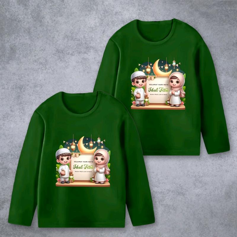 Baju Kaos Lengan Panjang Anak Cewek Cowok Edisi Lebaran Idul Fitri - Fashion Anak Motif 3