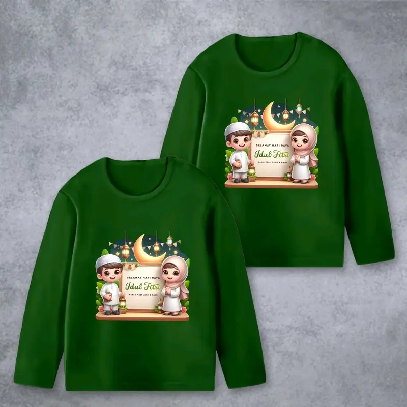 Baju Kaos Lengan Panjang Anak Cewek Cowok Edisi Lebaran Idul Fitri - Fashion Anak Motif 3