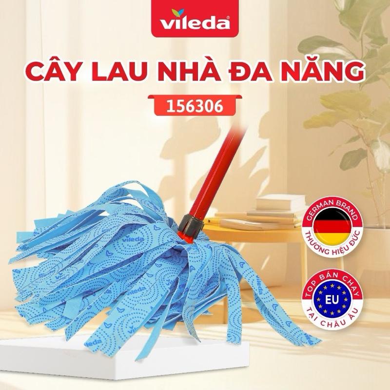 Cây lau nhà đa năng VILEDA Supermocio Wet mop vải sợi microfibre - cây lau nhà xanh - TSU156306