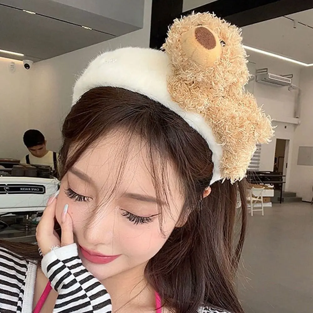 Băng Đô Trang Điểm, Thiết Kế Vải Cài Tóc Ngọt Ngào Sáng Tạo, Vòng Cài Tóc Rộng Hình Gấu, Băng Đô Rửa Mặt, Phụ Kiện Tóc Nữ, Băng Đô Nhồi Bông Hoạt Hình