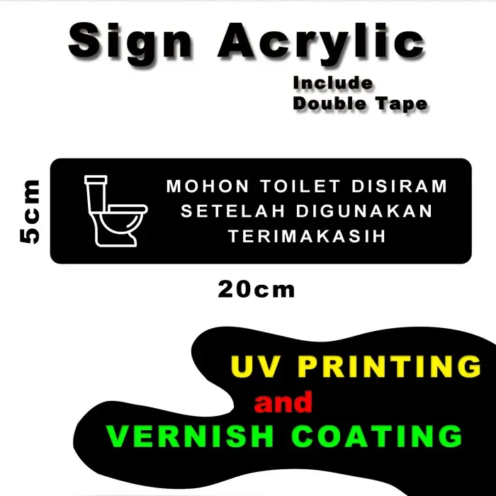 Sign Board Acrylic - Cetak UV Larangan Toilet Label Akrilik SAUV3