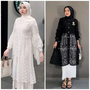 Outer Brukat Cardigan Brokat Lengan Panjang atasan outher brukat Outer Brokat outer Tulle outer Organza outer renda tunik tulle tunik renda tunik brokat tunik brukat tunik lebaran tunik putih tunik Organza outer putih Outer Hitam outer brocade