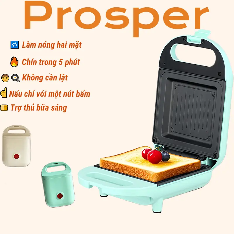 Máy Nướng Bánh Mì Sandwich Kẹp Làm Nóng 2 Mặt Rán Trứng Làm Đồ Ăn Sáng Nhanh Chóng Tiện Lợi máy nướng bánh mỳ 0