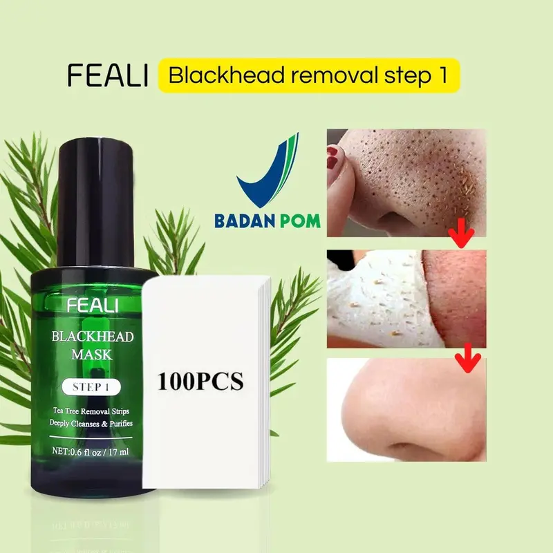 FEALI Blackhead Remover Mask Step-1 Peel Off Free Kertas FEALI Pore Minimizer Serum Step-2 3