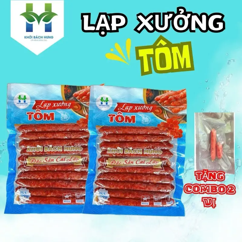1kg Lạp xưởng tôm thượng hạng Khởi Bách Hưng - loại sấy khô bảo quản nhiệt độ thường 1 tháng- thành phần gồm: tôm, thịt heo, mỡ heo (tặng gói nhỏ dùng thử 2 vị lạp tôm và lạp heo khô)