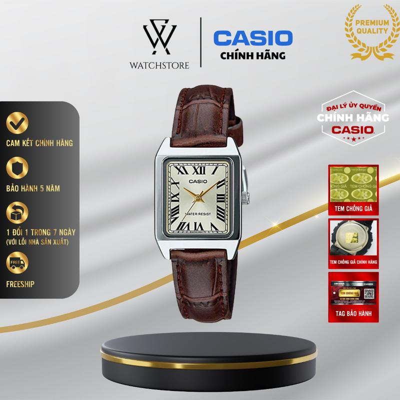 Đồng Hồ Casio Nữ Cổ Tay Bé LTP-V007L-9BUDF Màu Trắng Ánh Vàng Mặt Kính Khoáng 22mm Chống Nước Dây Da Chính Hãng