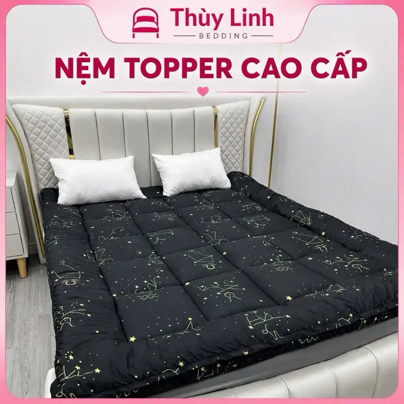 Thùy Linh Nệm Topper Đa Năng 6cm - Trải Sàn, Giường, Sập - Kích Thước 1m-2m2 - Vải Cottong, Bông Mịn - Bảo Vệ Đệm Tối Ưu - In 3D Bắt Mắt - Topper Cao Cấp Em Ái Nâng Đỡ Giấc Ngủ Hoàn Hảo