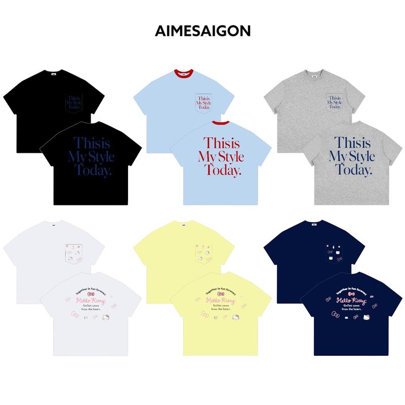[MỚI] A18 + A19 Aimesaigon Áo Thun Boxy Phối Túi Local Brand Form Rộng Tay Ngắn Cotton 250gsm " KITTY TÚI" Nam Nữ Menswear Kem Unisex Hot Trend Mùa Hè