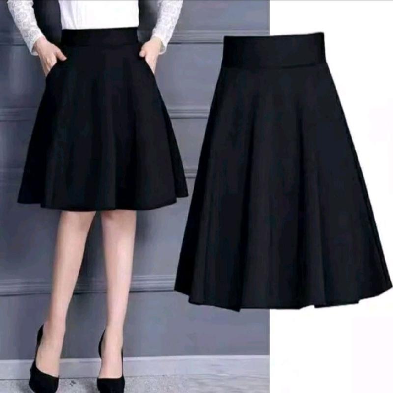 Rok Midi Flare Skirt/Rok Pendek Scuba Wanita Fit Mini 3