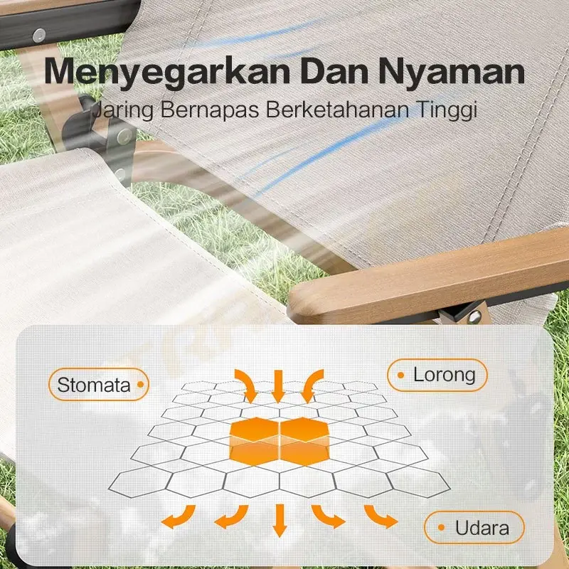 TrailTop Kursi Lipat Dengan Gagang Kayu Kursi Camping Kermit Kursi Pantai Lipat Beban 150kg 5