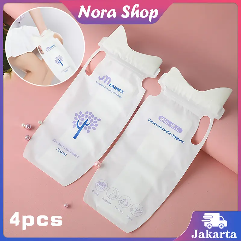 Kantong Kencing Sekali Pakai 4pcs Kantong Urine Unisex 700ml Urine Bag Untuk Perjalanan Jauh 0